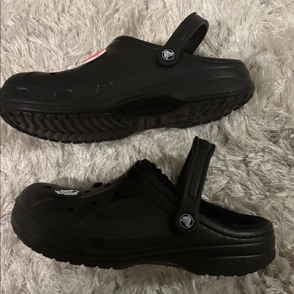 Make offer! NWOT CROCS Black Slippers Colorful Charms heel straps Men 9 Woman 11 - Picture 12 of 16